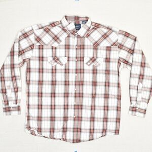 Classic Western Men's Cotton Red Size 2XL Pearl Snap Shirt Long Sleeve Plaid